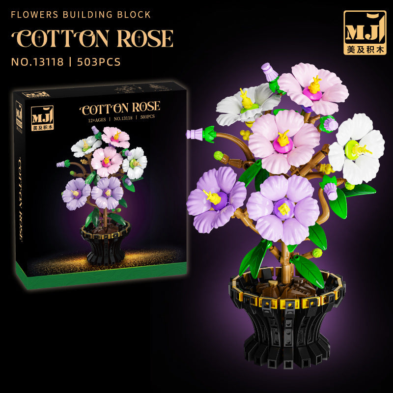 Cotton rose building block flower display