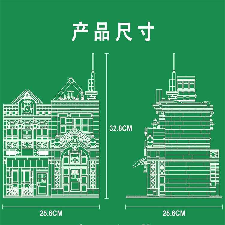 french restaurant building block set assembled model close-up