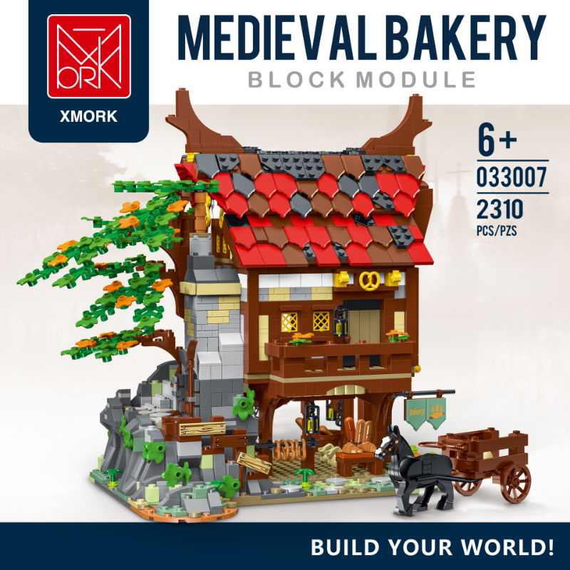 medieval bakery building block set full model overview