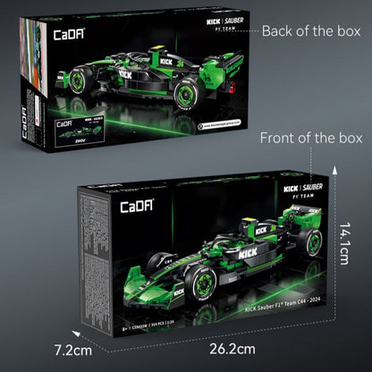 mini Formula racing car building block model, assembled body close-up