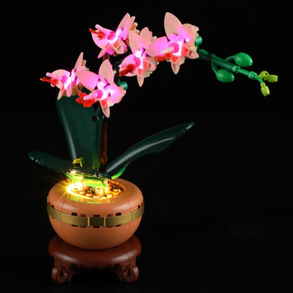 Mini orchid building block set close-up detail view