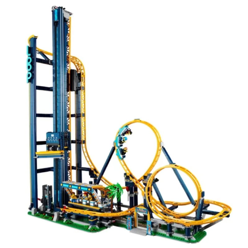 Assembled loop coaster fairground building block set