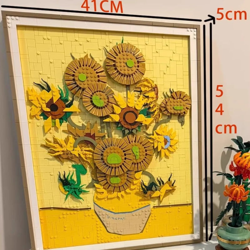 Van Gogh sunflowers building block set assembled display