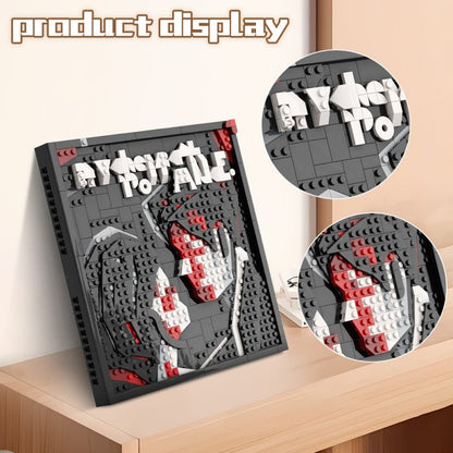 Album mosaic MOC building block set, angled view