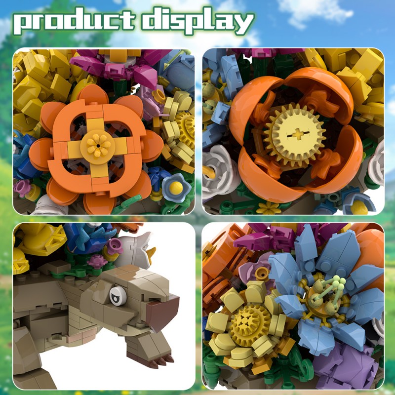 Flower arrangement on the brick turtle