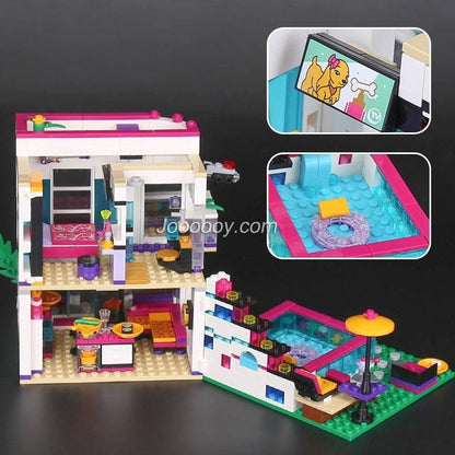 Pop star house building block model exterior side view
