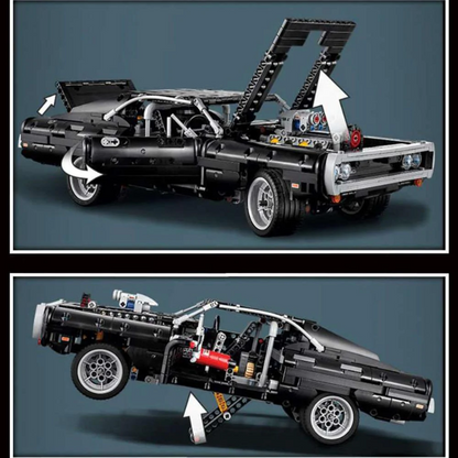 Side profile of a building block muscle car build