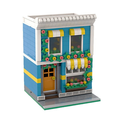 Brick-built flower shop storefront and display
