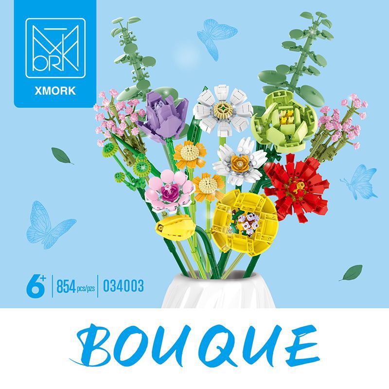 Brick-built flower bouquet, 854-piece version