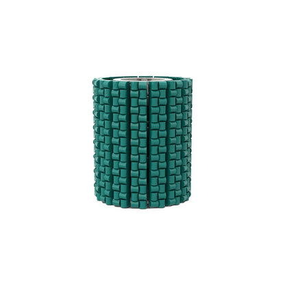 Turquoise brick flower vase, alternate angle