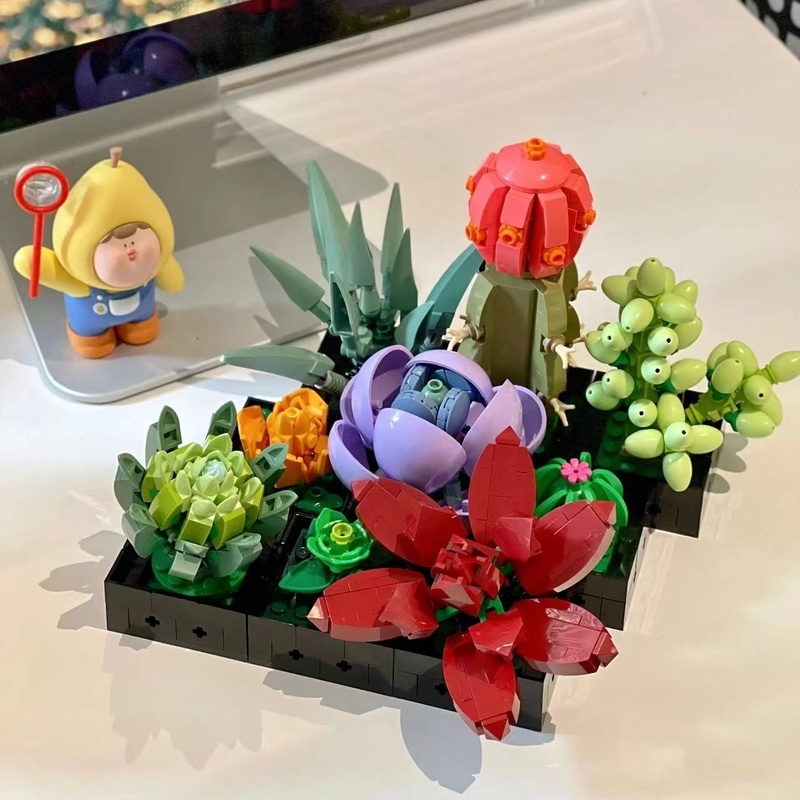 Succulents building block set, side angle