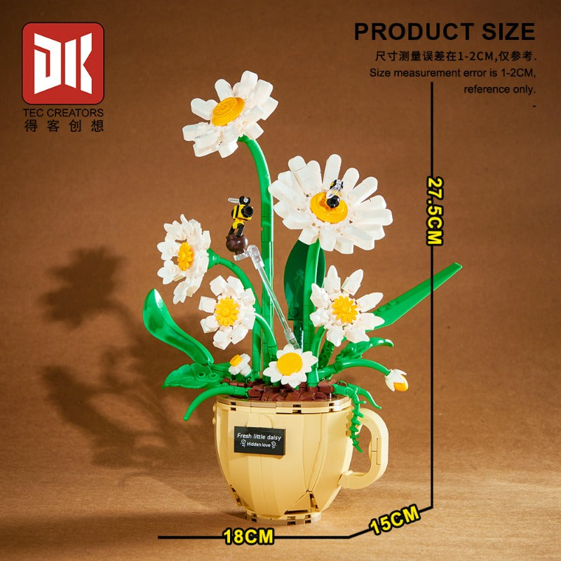 Daisy coffee cup building block set shown from another angle