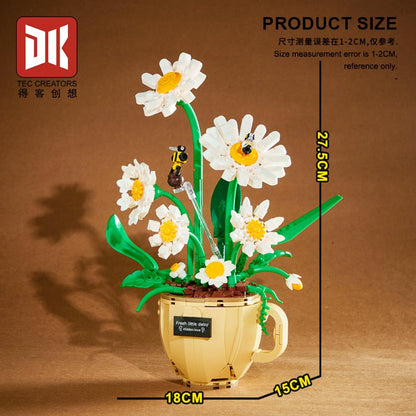Daisy coffee cup building block set shown from another angle