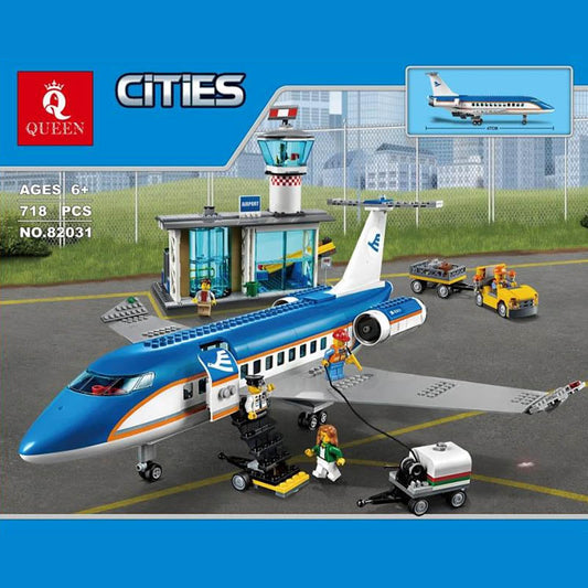 Airport terminal building block set full assembled view