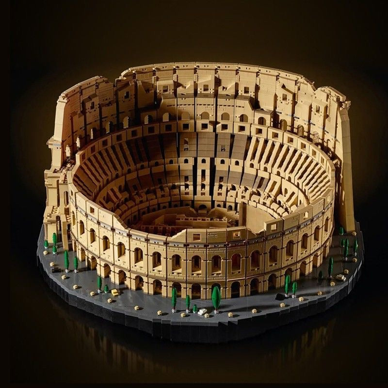 Assembled Roman Colosseum building block model overview