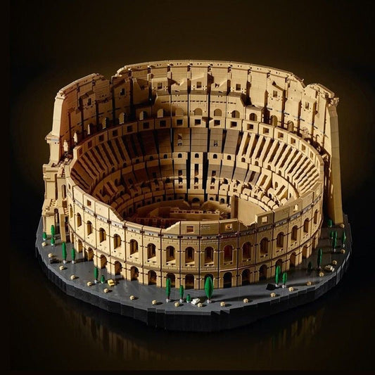 Assembled Roman Colosseum building block model overview
