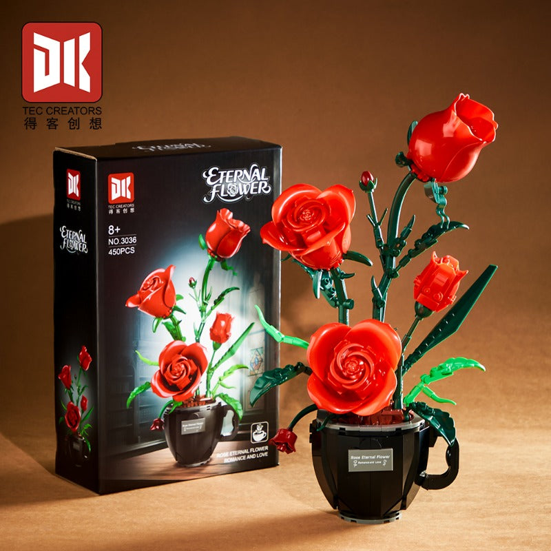 Brick coffee cup with rose shown from another angle